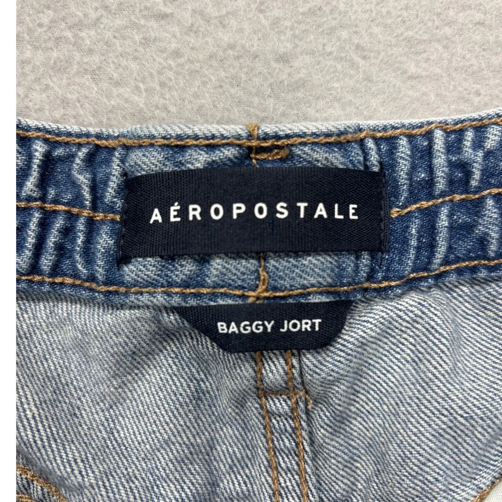 Aeropostale Baggy Jorts Women S Blue Denim Carpenter Frayed Hem BMRIPK1